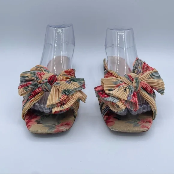 Loeffler Randall Daphne Pleated Knot Flat Sandals 9 Floral - Picture 6 of 16